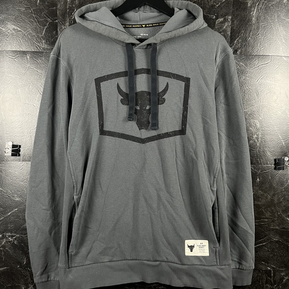 Under Armour Men's Grey Project Rock Fleece Hoodie Large